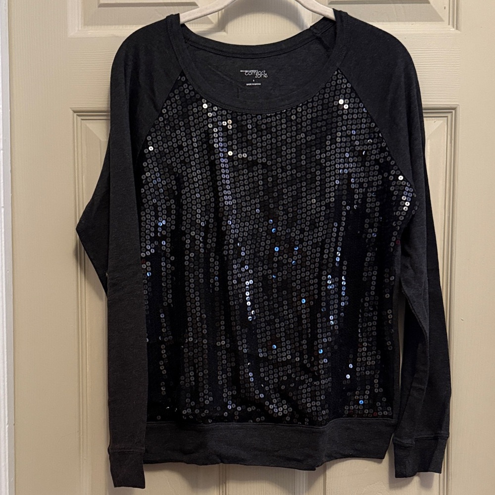 charcoal & Black Sequin Sweatshirt